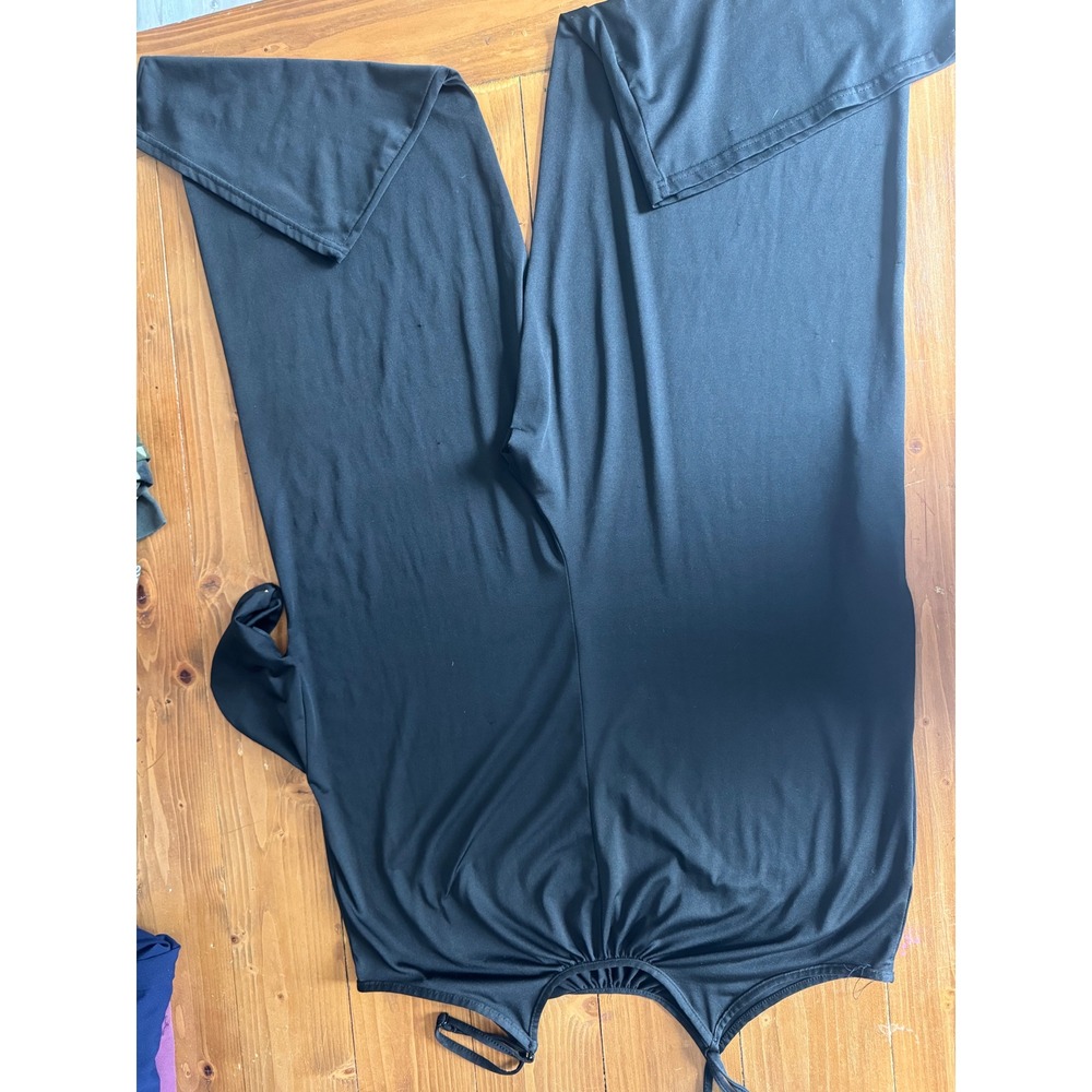 Black Wide Leg Spaghetti Strap Sleeveless Jumpsuit Cotton Blend Size M